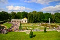 ÃÂ In the summer, tourists come to visit the beautiful fountain and garden at Peterhof Palace , St. Petersburg , Russia